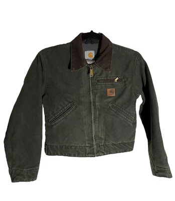 VTG Carhartt YYJ97 MOS Youth Medium Detroit Jacket Fleece Lined RARE Distressed  - Image 1 of 4