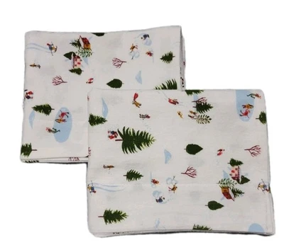 Комплект из 2 белых фланелевых наволочек на тему горнолыжного курорта.  20 X 30 стандарт/королева - Изображение 1 из 4