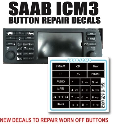 2003-07 Saab ICM3 STEREO Radio Button Repair Decal ICM3 - Image 1 of 2