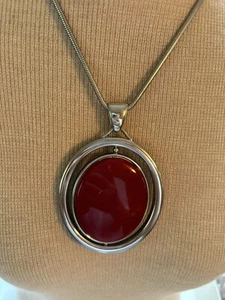 CHICO'S " BONNIE CONVERTABLE" NECKLACE Red Black Silver Tone N5327 - Picture 1 of 12