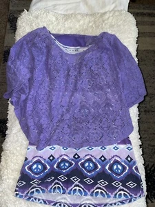 Justice girls sz. 18 blue/ Purple design dual layer shirt. Cute, fun - Picture 1 of 8