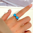 Retro Colored Zircon Bow Ring For Women Girls Vintage Crystal Open Rings Jewelry