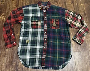 Polo Ralph Lauren Flannel Plaid Boyfriend Fit Shirt Women's Medium Patchwork - Picture 1 of 14