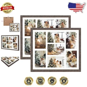 Stylish Set of 2 Distressed Brown Frames - 13.7x15.7 for Photos and Memories - Picture 1 of 9