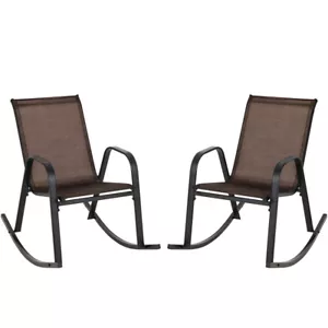 2 Pack Metal Patio Rocking Chairs Outdoor Furniture Set Garden Lounge Chairs - Picture 1 of 9