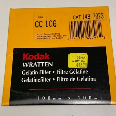 Kodak Wratten CC 10G Gelatin 100mm x 100mm (4") Filter NEW - Image 1 of 2