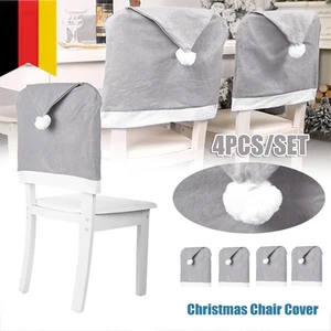 4X Grau Stuhlhussen Weihnachten Stuhl Hussen Stuhlbezug Stuhlhusse Stuhlüberzug - Bild 1 von 11