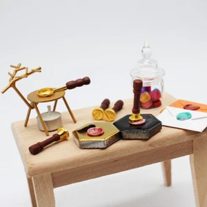 1Set 1:12 Scale Dollhouse Miniatures Lot Mini Wax Seal Fire Paint Envelope Kit - Picture 1 of 14
