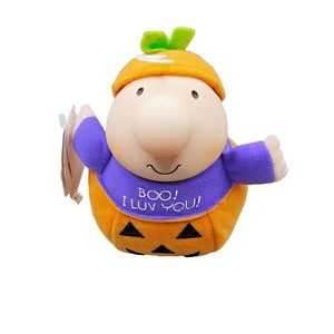 VTG Ziggy Pumpkin Halloween Boo! I Luv you! Plush 1990 Plastic Head With Tags 6" - Picture 1 of 19