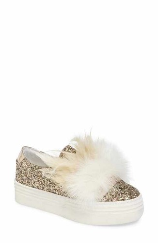 ECCO Sneakers slip on Here Now Michelle in piuma glitter oro taglia 5 5 nuove con scatola