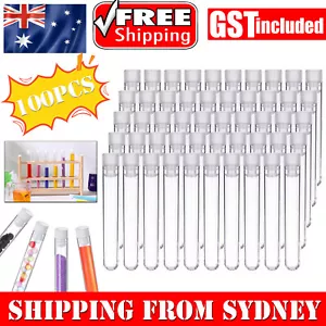 100pcs 10ML Clear Plastic Test Tube Set with Push Caps Containers Vials 12x100MM - Picture 1 of 11