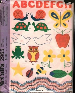 2965 Vintage McCalls Schnittmuster Misses 70er Jahre Applikation Stickerei Transfer - Bild 1 von 2