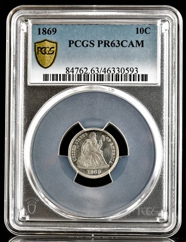 1869 Seated Liberty Dime PCGS PR63CAM Cover
