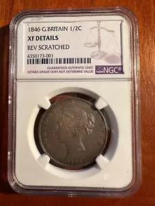 GREAT BRITAIN VICTORIA 1846 HALF-CROWN SILVER COIN, NGC CERTIFIED "XF DETAILS" - Picture 1 of 4