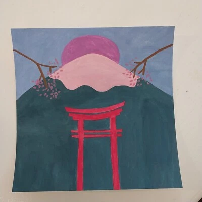 Pintura Gouache Sindy Fuhr Sobre Papel Acuarela Arte Naturaleza Título Montaña Puerta A Foto 1 de 2