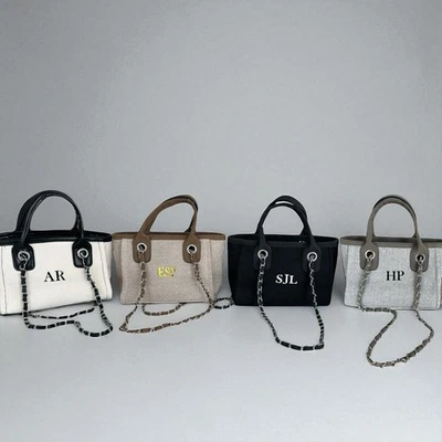 Personalised Mini Canvas Tote Bag – Custom Initials, Party Favour or Gift - Image 1 of 4
