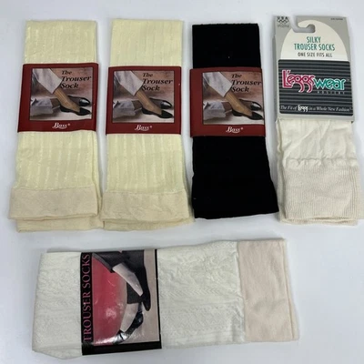 Calcetines Pantalón De Colección Bass Leggs Nylon Talla 8.5-11 Negro Crema 5 Pares Foto 1 de 3