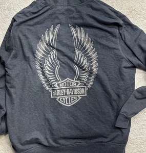Harley Davidson Motorcycles Hoodie Big Graphic On Back Full Zip Sweater Men 2XL - Picture 1 of 6