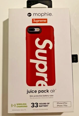 Estojo de carregamento 100% autêntico Supreme x Mophie RED IPhone 7/8 Plus pacote de suco ar - Imagem 1 de 2