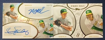 2025 Topps Dynamic Duals, Mason Miller/Dennis Eckersley #18F Auto 56/75 + Base - Image 1 of 4