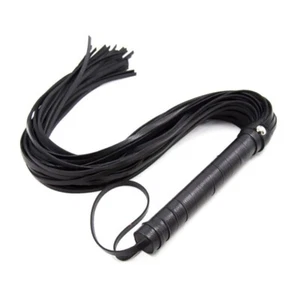 Horseback riding Flogger 48 cm Soft Black Leather Whip Horse riding accessory - Picture 1 of 5