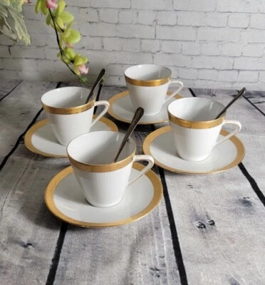 MCM Seltmann Weiden Bavaria "Monika" tazas de café y platillos, juego de 4 + 3 cucharas Foto 1 de 4