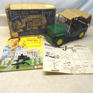 Vintage Marx Fix-All Willys Jeep+ Box, Papers, Jack, Battery Op, Lights Work - Picture 1 of 21