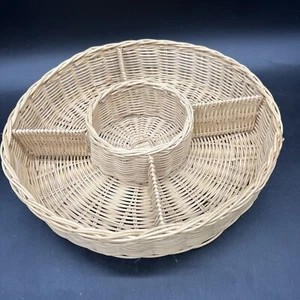 Handmade New 3 Traditional Natural Bamboo Rattan Wicker Round Serving Trays - Picture 1 of 6
