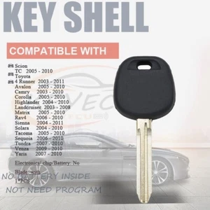 10XTransponder Ignition Blank Key shell for TOYOTA Corolla Camry 4Runner Uncut - Picture 1 of 5