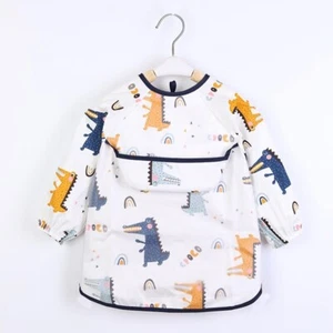 Baby Kids Bibs Waterproof Long Sleeve Toddler Weaning Feeding Apron Boys Girls M - Picture 1 of 3
