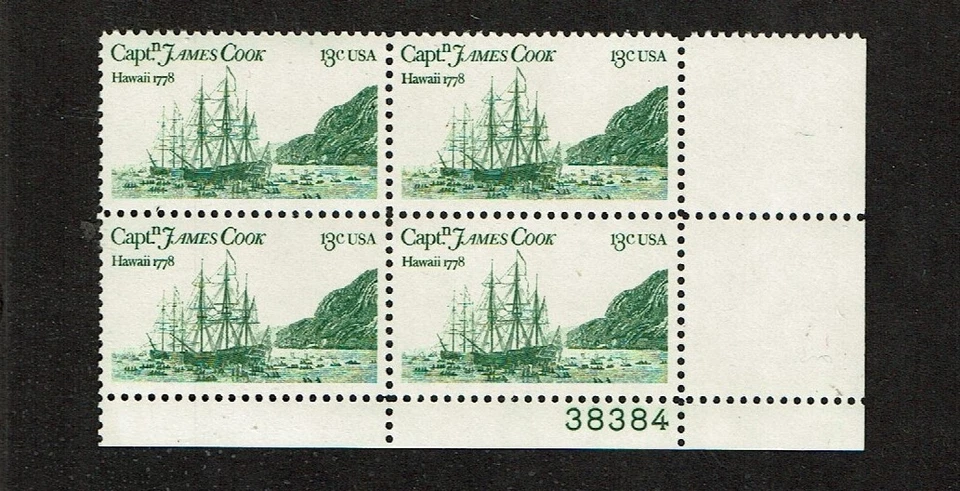 1978 U.S. COMMEM 13c Capt Cook HAWAII Plt # Block of 4 Sc#1733 M/NH/OG Pristine^ - Image 1 of 1