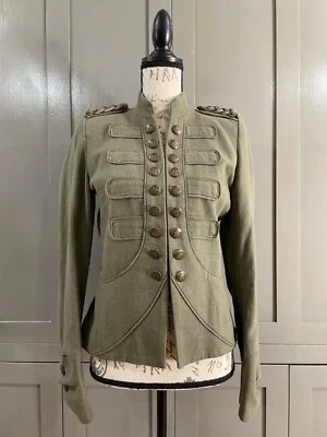 MAJE Women Linen Military Style Linen Jacket Green 38 Great Condition - Image 1 of 4