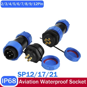 SP13/17/21 IP68 Waterproof Plug and Panel Socket Connector Aviation 2 to 12 Pin - Picture 1 of 7