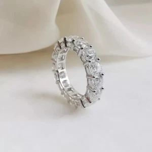 2.50Ct Round Cut Natural Moissanite Eternity Engagement Ring 925 Sterling Silver - Picture 1 of 6