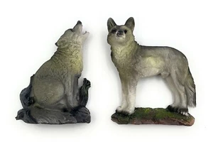 Polyresin Figurine Howling Wolf Double Refrigerator Magnet Wolf Predator Animal - Picture 1 of 5