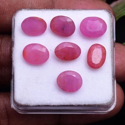 7 Pcs Natural Ruby Stunning Red 8.65mm-9.20mm Oval Faceted Cut Loose Gemstones - Image 1 of 4