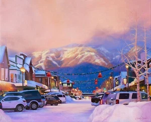 Big Mountain - Whitefish Montana Downtown - Estación de esquí - Bellas Artes - Estampado Giclee - Imagen 1 de 3
