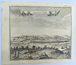 JERUSALEM HOLY LAND 1738 by SALMON ANTIQUE ENGRAVED VIEW 18TH CENTURY - Picture 1 of 3