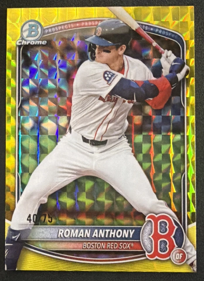 Refrator geométrico amarelo Bowman Chrome Bcp-167 Roman Anthony 2025 /75 Red Sox - Imagem 1 de 4