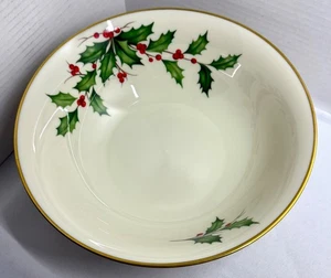 "Lenox tazón para servir vacaciones de Navidad acebo bayas oro 24K - 9,5""" - Imagen 1 de 9