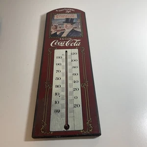 Vintage Style 23" Coca Cola Wooden Sign w/ Thermometer - Picture 1 of 8