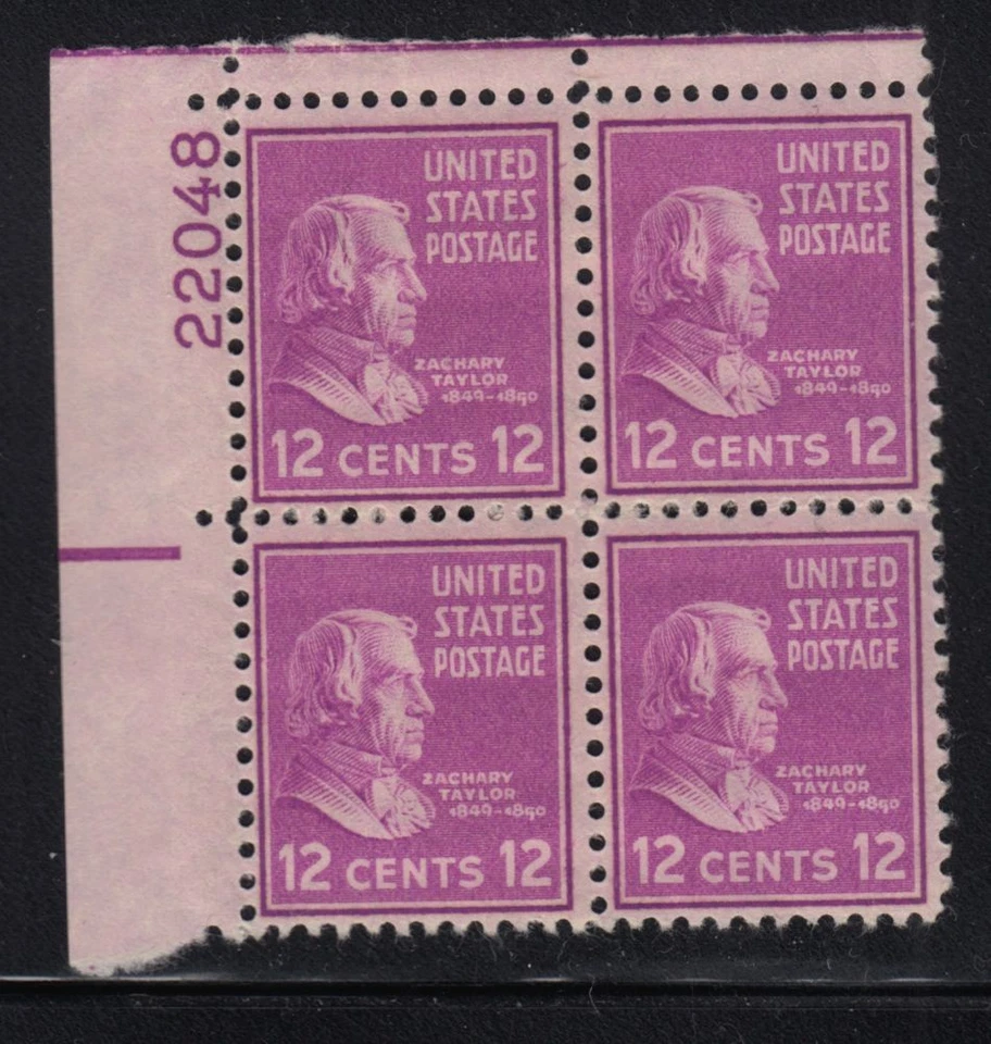 1938 Zachary Taylor Prexy 12c Sc 817 MNH OG 22048 UL eye plate block (8 - Image 1 of 1
