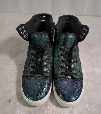 Top alto Supra Skytop verde brillante/púrpura para mujer talla 10 Foto 1 de 4