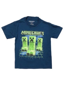 Minecraft Jungen blau Kurzarm Creeper T-Shirt Tee Shirt Large (10-12) - Bild 1 von 1