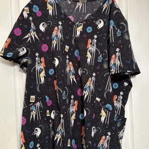 Disney Burton's Nightmare Before Christmas Scrub Top Medical 3XL/3XG - Picture 1 of 22