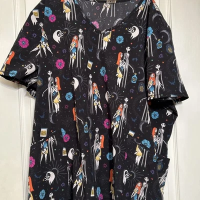 Disney Burton's Nightmare Before Christmas Scrub Top Medical 3XL/3XG - Image 1 of 4