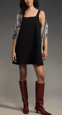 By Anthropologie Sleeveless Square Neck Shift Mini Dress Size XS Black Classic - Image 1 of 4
