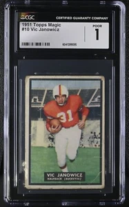 1951 Topps Magic #10 Vic Janowicz RC CGC 1 Ohio State Heisman - Picture 1 of 2
