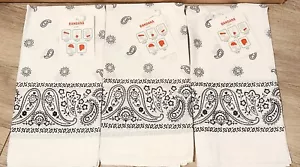 Lot Of 3 White Paisley 22"x22" Bandana 100% Cotton Double-Sided Scarf Head Mask - Picture 1 of 3