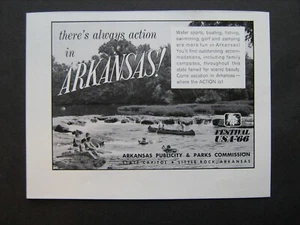 "There's Always Action In ARKANSAS"--vintage AR Publicity & Parks Comm travel ad - Picture 1 of 1